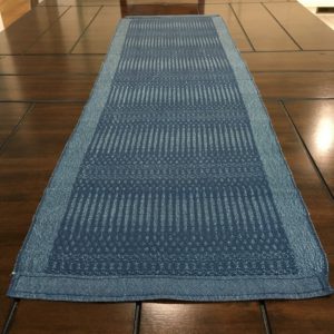 TW Weaving Smoke blue and light green Table runner. Rayon and cotton. 48.5" x 14.5". Reversible