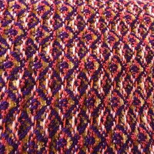 TW Weaving scarf cotton, rayon and rayon chenille multicolored Dornick twill 76" x 8.25" excluding fringe