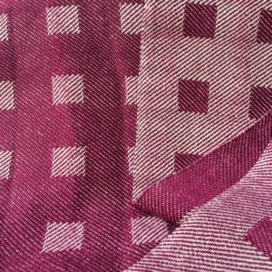 TW Weaving Cotton and Rayon Eggplant and White Turned Twill Squares 69" x 7" excluding fringe