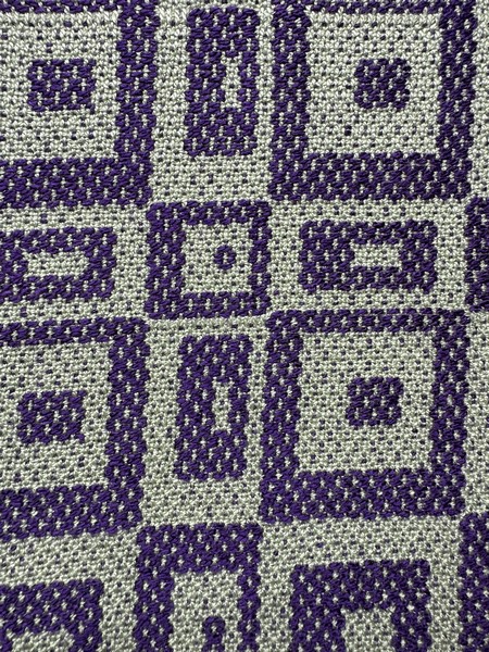 TW Weaving Rayon (Avalon) and Bamboo (Amethyst) Summer and Winter structure 61" x 8" excluding fringe
