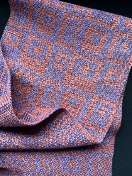 TW Weaving Great iridescence! 100% Rayon Orange / Lavender Summer and Winter structure 69" x 8" excluding fringe